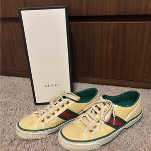 Gucci Canvas Sneakers with Red and Green Accents